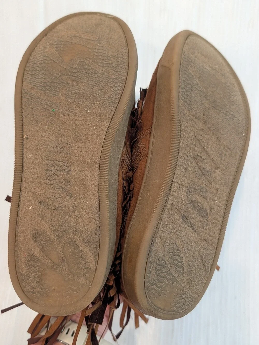 BLOWFISH Girls Fringe Moccasin Brown Ankle Boots Size 4 Youth